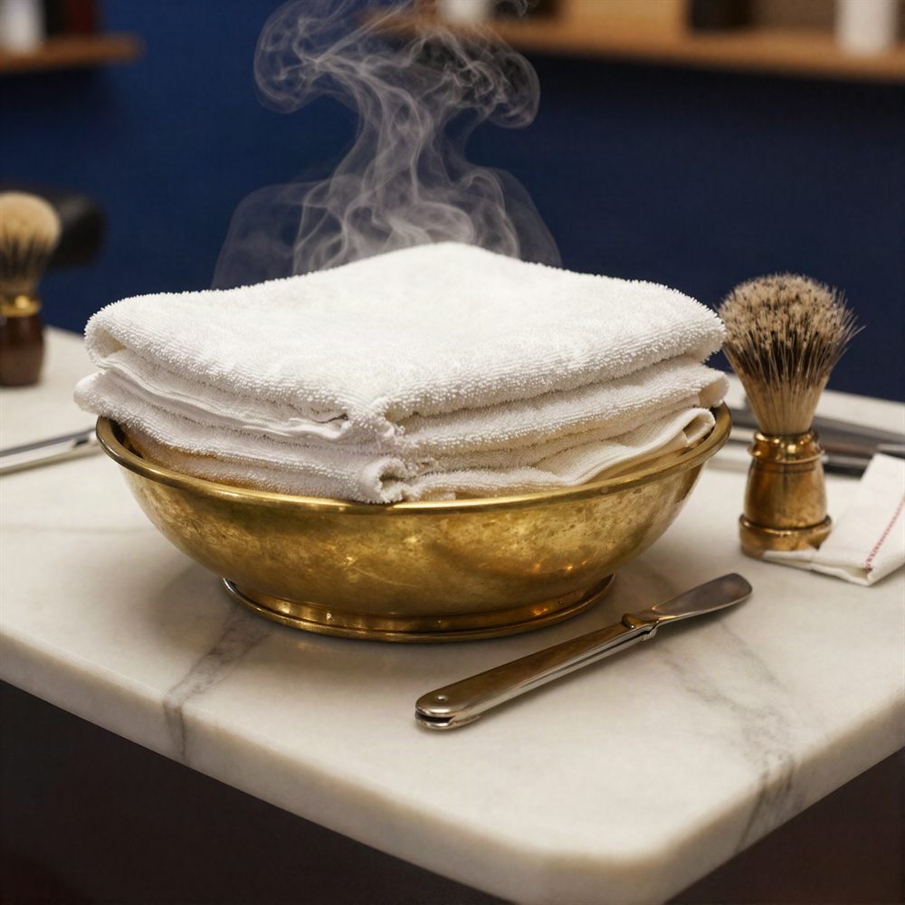 Hot towel prepared for a shave