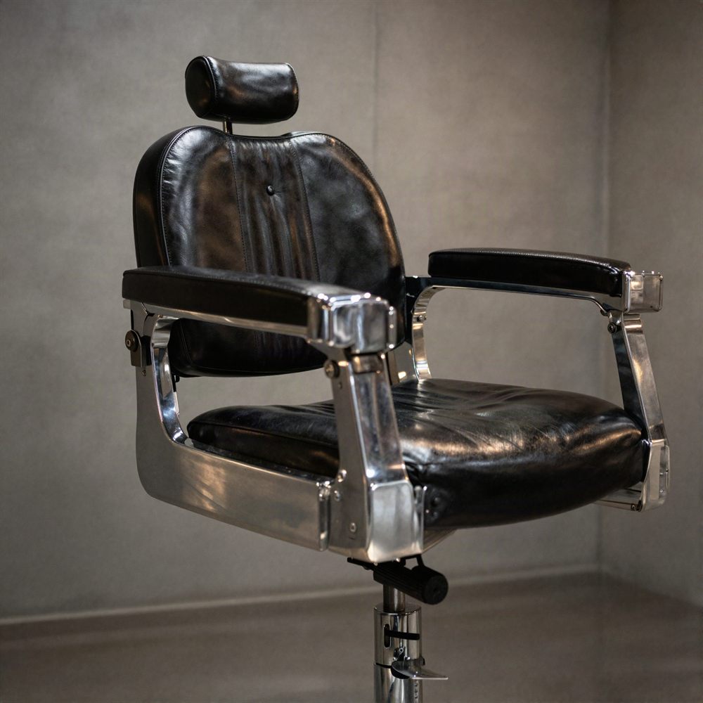 A leather barber chair